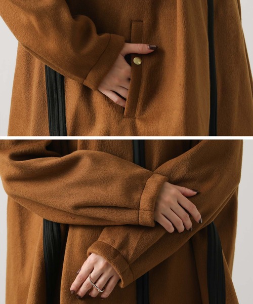 メゾンドドルチェ フード付きダークブラウンポンチョ フード付き