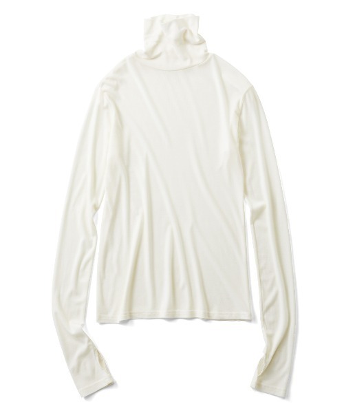 THREE FIFTY STANDARD(スリーフィフティースタンダード)の「THREE FIFTY STANDARD やさしい肌ざわりのシルク混カットソータートル(Tシャツ/カットソー・レディース・オフホワイト/グレー系その他・LL/L/M/3L)」の2枚目の写真