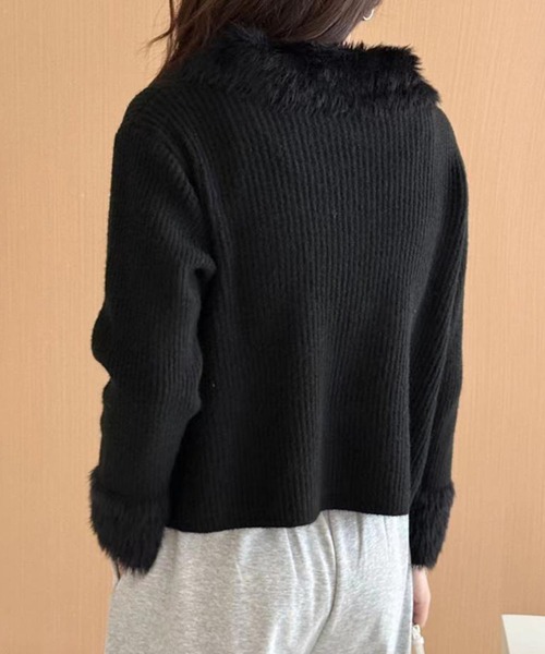GLAMOROUS JANE（グラマラスジェーン）の「衿袖ファー付ジップニットカーディガン（カーディガン/ボレロ・レディース・ブラック/アイボリー/ホワイト/ブラウン・FREE）」の22枚目の写真