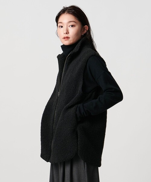 ユナイテッドアローズ UNITED ARROWS 黒　ブラック ボアベスト MARW UNITED ARROWS＞ボア ジップ ベスト（ベスト）｜MARW UNITED