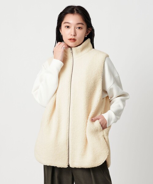 MARW UNITED ARROWS(マルゥ ユナイテッドアローズ)の「<MARW UNITED ARROWS>ボア ジップ ベスト(ベスト・レディース・オフホワイト/ブラック・FREE)」の6枚目の写真
