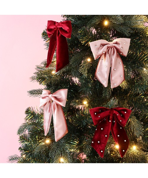 リボンオーナメントセット 6個入り レッド（インテリア雑貨