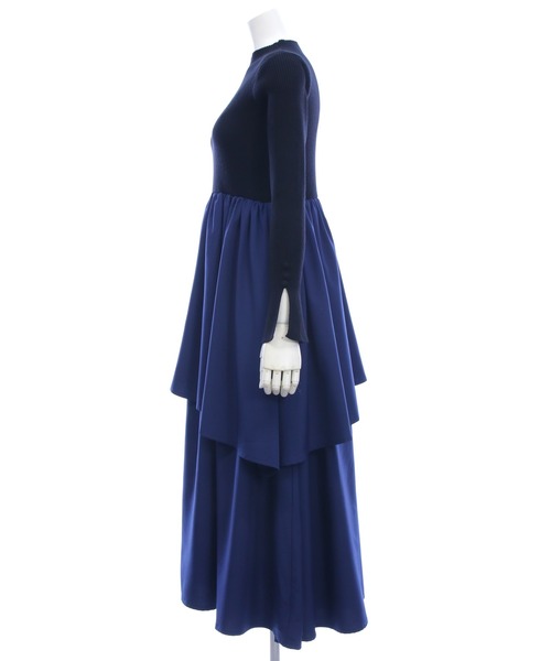 CLEAR BASIC（クリアベーシック）の「ランダムスカートドッキングニットワンピース[大人 フェミニン 上品]≪AW新作≫（ワンピース・レディース・キャメル/ネイビー・F）」の8枚目の写真