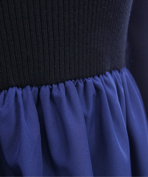 CLEAR BASIC（クリアベーシック）の「ランダムスカートドッキングニットワンピース[大人 フェミニン 上品]≪AW新作≫（ワンピース・レディース・キャメル/ネイビー・F）」の6枚目の写真