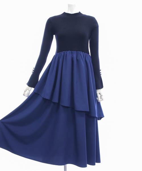 CLEAR BASIC（クリアベーシック）の「ランダムスカートドッキングニットワンピース[大人 フェミニン 上品]≪AW新作≫（ワンピース・レディース・キャメル/ネイビー・F）」の14枚目の写真