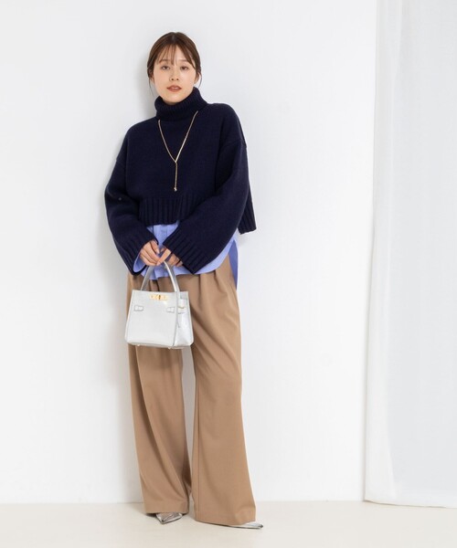 NOLLEY’S Sophi(ノーリーズソフィ)の「《セットアップ対応》ウォッシャブルウール混ツイルハイウエストワイドパンツ(その他パンツ・レディース・キャメル/グレー・34/38/36)」の3枚目の写真