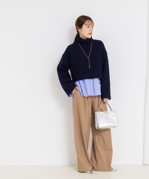 NOLLEY’S Sophi(ノーリーズソフィ)の「《セットアップ対応》ウォッシャブルウール混ツイルハイウエストワイドパンツ(その他パンツ・レディース・キャメル/グレー・34/38/36)」の4枚目の写真