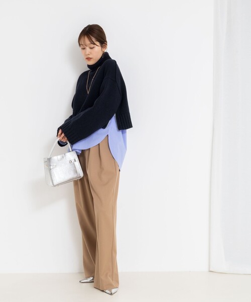 NOLLEY’S Sophi(ノーリーズソフィ)の「《セットアップ対応》ウォッシャブルウール混ツイルハイウエストワイドパンツ(その他パンツ・レディース・キャメル/グレー・34/38/36)」の5枚目の写真