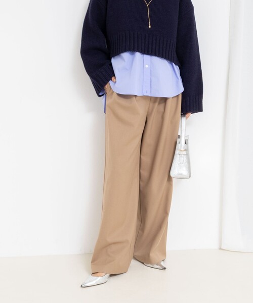 NOLLEY’S Sophi(ノーリーズソフィ)の「《セットアップ対応》ウォッシャブルウール混ツイルハイウエストワイドパンツ(その他パンツ・レディース・キャメル/グレー・34/38/36)」の6枚目の写真