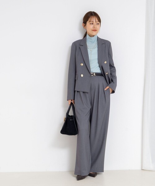 NOLLEY’S Sophi(ノーリーズソフィ)の「《セットアップ対応》ウォッシャブルウール混ツイルハイウエストワイドパンツ(その他パンツ・レディース・キャメル/グレー・34/38/36)」の9枚目の写真