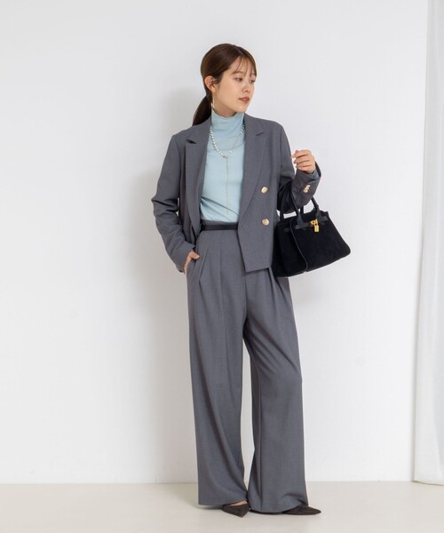 NOLLEY’S Sophi(ノーリーズソフィ)の「《セットアップ対応》ウォッシャブルウール混ツイルハイウエストワイドパンツ(その他パンツ・レディース・キャメル/グレー・34/38/36)」の10枚目の写真