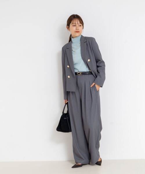 NOLLEY’S Sophi(ノーリーズソフィ)の「《セットアップ対応》ウォッシャブルウール混ツイルハイウエストワイドパンツ(その他パンツ・レディース・キャメル/グレー・34/38/36)」の12枚目の写真