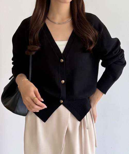 callautia（カラウティア）の「Vネックコットンニットカーディガン（カーディガン/ボレロ・レディース・ブラック/ネイビー/チャコール・MEDIUM/LARGE）」の10枚目の写真