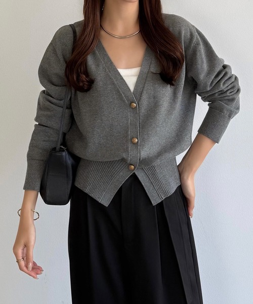 callautia（カラウティア）の「Vネックコットンニットカーディガン（カーディガン/ボレロ・レディース・ブラック/ネイビー/チャコール・MEDIUM/LARGE）」の7枚目の写真
