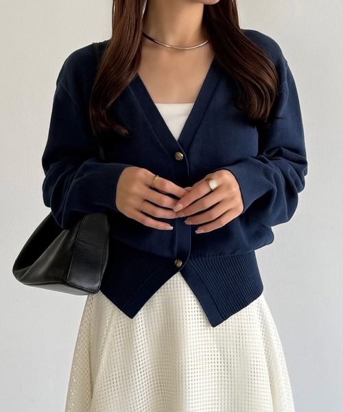 callautia（カラウティア）の「Vネックコットンニットカーディガン（カーディガン/ボレロ・レディース・ブラック/ネイビー/チャコール・MEDIUM/LARGE）」の11枚目の写真