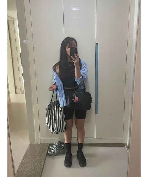 MUSINSA STANDARD WOMAN（ムシンサスタンダードウーマン）の「ウィメンズクルーネッククロップスリーブレストップ[ブラック]（Tシャツ/カットソー・レディース・その他・SMALL/MEDIUM/LARGE/X-SMALL）」の9枚目の写真