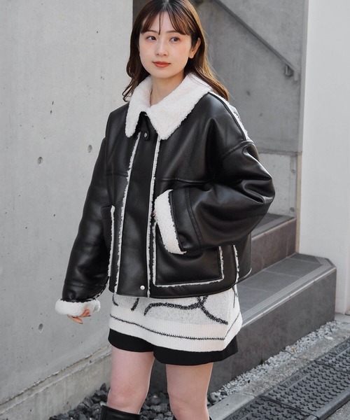 セール】フェイクムートンフライトジャケット（ブルゾン）｜tiptop