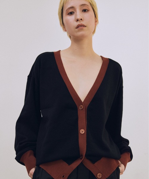 lit(リット)の「Bicolor Knit Cardigan(カーディガン/ボレロ・レディース・ベージュ系その他/ブラック/トップグレー・FREE)」の2枚目の写真