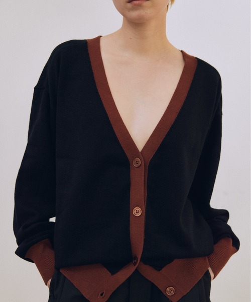 lit(リット)の「Bicolor Knit Cardigan(カーディガン/ボレロ・レディース・ベージュ系その他/ブラック/トップグレー・FREE)」の6枚目の写真