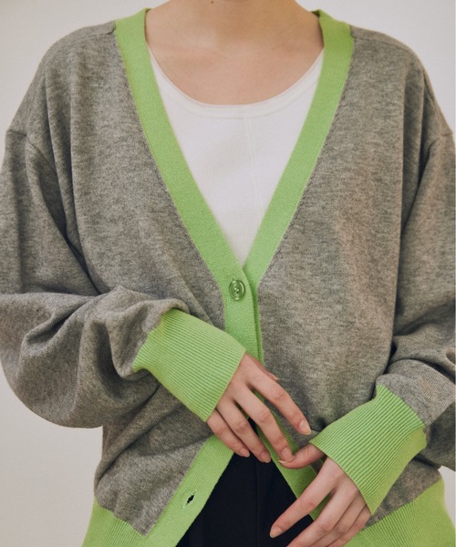 lit(リット)の「Bicolor Knit Cardigan(カーディガン/ボレロ・レディース・ベージュ系その他/ブラック/トップグレー・FREE)」の12枚目の写真