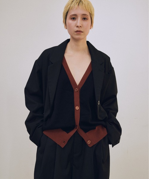 lit(リット)の「Bicolor Knit Cardigan(カーディガン/ボレロ・レディース・ベージュ系その他/ブラック/トップグレー・FREE)」の4枚目の写真