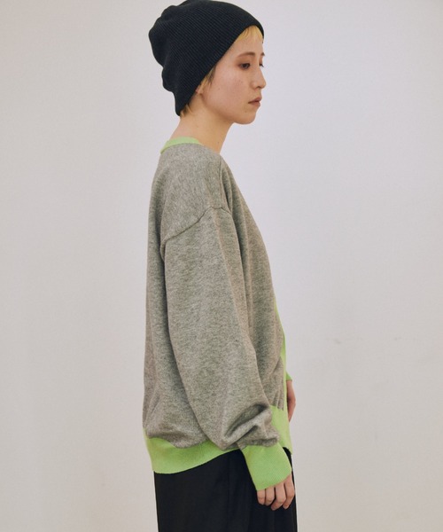 lit(リット)の「Bicolor Knit Cardigan(カーディガン/ボレロ・レディース・ベージュ系その他/ブラック/トップグレー・FREE)」の11枚目の写真