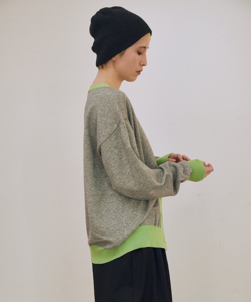 lit(リット)の「Bicolor Knit Cardigan(カーディガン/ボレロ・レディース・ベージュ系その他/ブラック/トップグレー・FREE)」の8枚目の写真
