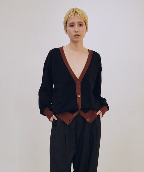lit(リット)の「Bicolor Knit Cardigan(カーディガン/ボレロ・レディース・ベージュ系その他/ブラック/トップグレー・FREE)」の19枚目の写真