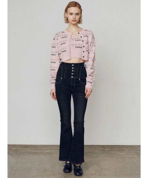 EMODA（エモダ）の「スーパーハイウエストフレアパギンス（デニムパンツ・レディース・ブラック/ライトブルー・X-SMALL/SMALL/MEDIUM）」の21枚目の写真