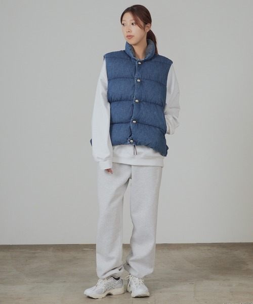 REMI RELIEF（レミレリーフ）の「REMI RELIEF/レミレリーフ ナチュラル加工 デニムダウンベスト（ダウンベスト・メンズ・ブルー/ライトブルー・M/L/XL）」の14枚目の写真