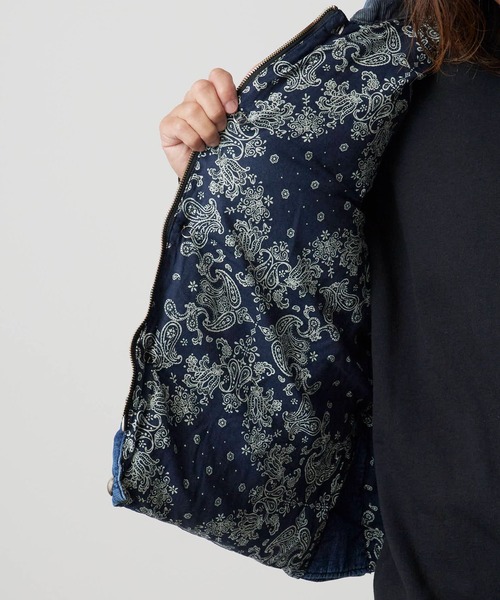 REMI RELIEF（レミレリーフ）の「REMI RELIEF/レミレリーフ ナチュラル加工 デニムダウンベスト（ダウンベスト・メンズ・ブルー/ライトブルー・M/L/XL）」の21枚目の写真