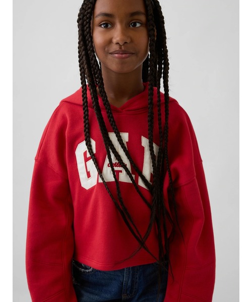 GAP（ギャップ）の「オーバーサイズ バレルスリーブ GAPロゴパーカー (キッズ)（パーカー・キッズ・ネイビー/レッド/アイボリー/ブラック・160cm/120cm/130cm/140cm/150cm）」の4枚目の写真