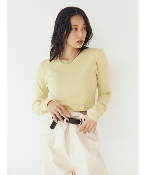 Ungrid(アングリッド)の「フィットショートロングスリーブTee(Tシャツ/カットソー・レディース・ブラック/オフホワイト/ピンク/グリーン・FREE)」の20枚目の写真