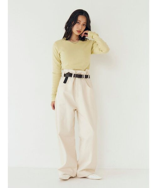 Ungrid(アングリッド)の「フィットショートロングスリーブTee(Tシャツ/カットソー・レディース・ブラック/オフホワイト/ピンク/グリーン・FREE)」の21枚目の写真