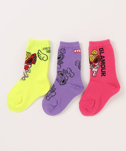 HYSTERIC MINI（ヒステリックミニ）の「ANGEL MINI 3P ソックス（ソックス/靴下・キッズ・ホワイト/ブラック/マルチ・13/16/19/22）」の3枚目の写真