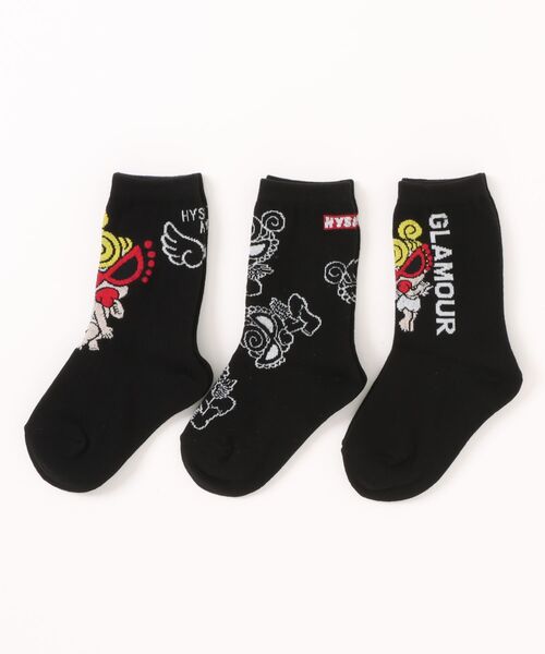 HYSTERIC MINI（ヒステリックミニ）の「ANGEL MINI 3P ソックス（ソックス/靴下・キッズ・ホワイト/ブラック/マルチ・13/16/19/22）」の2枚目の写真