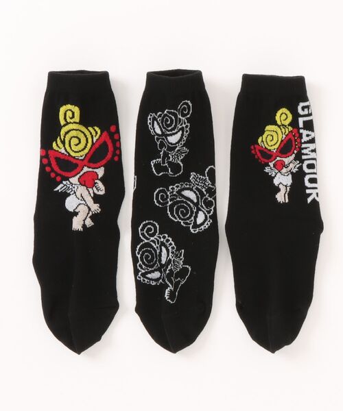HYSTERIC MINI（ヒステリックミニ）の「ANGEL MINI 3P ソックス（ソックス/靴下・キッズ・ホワイト/ブラック/マルチ・13/16/19/22）」の4枚目の写真