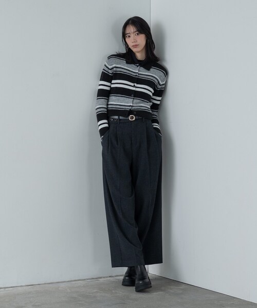 GALLEST（ギャレスト）の「ツイードタックワイドパンツ（その他パンツ・レディース・ブラック系3/ダークブラウン系3・36/38/40）」の9枚目の写真