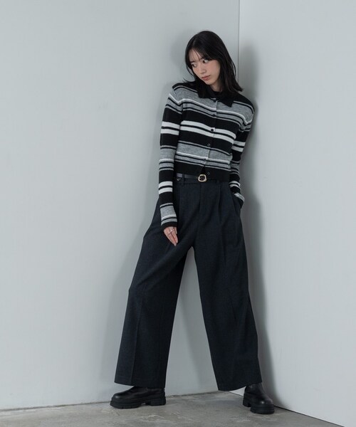 GALLEST（ギャレスト）の「ツイードタックワイドパンツ（その他パンツ・レディース・ブラック系3/ダークブラウン系3・36/38/40）」の8枚目の写真