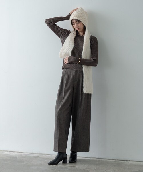 GALLEST（ギャレスト）の「ツイードタックワイドパンツ（その他パンツ・レディース・ブラック系3/ダークブラウン系3・36/38/40）」の11枚目の写真