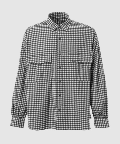 PORTER CLASSIC(ポータークラシック)の「ROLL UP FLANNEL GINGHAM CHECK SHIRT(シャツ/ブラウス・メンズ・チャコールグレー・L/M)」の1枚目の写真