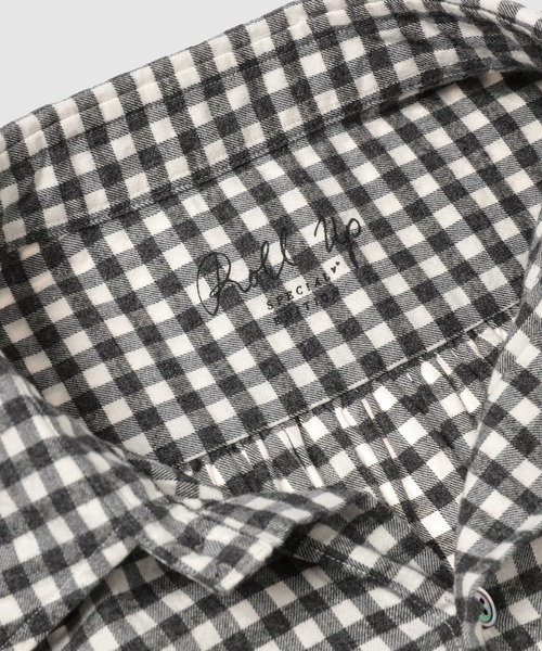 PORTER CLASSIC(ポータークラシック)の「ROLL UP FLANNEL GINGHAM CHECK SHIRT(シャツ/ブラウス・メンズ・チャコールグレー・L/M)」の4枚目の写真