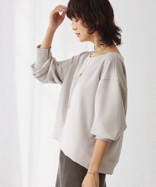 RIVE DROITE（リヴドロワ）の「【万能アイテム】ダンボールショートプルオーバー（Tシャツ/カットソー・レディース・グレイッシュベージュ/ブラック/オフホワイト・FREE）」の3枚目の写真