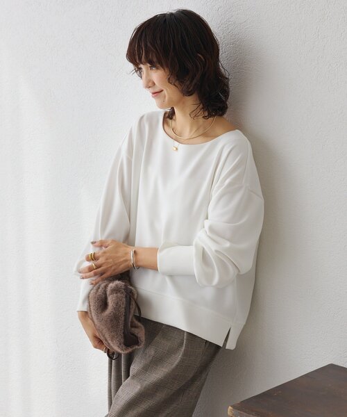 RIVE DROITE（リヴドロワ）の「【万能アイテム】ダンボールショートプルオーバー（Tシャツ/カットソー・レディース・グレイッシュベージュ/ブラック/オフホワイト・FREE）」の18枚目の写真