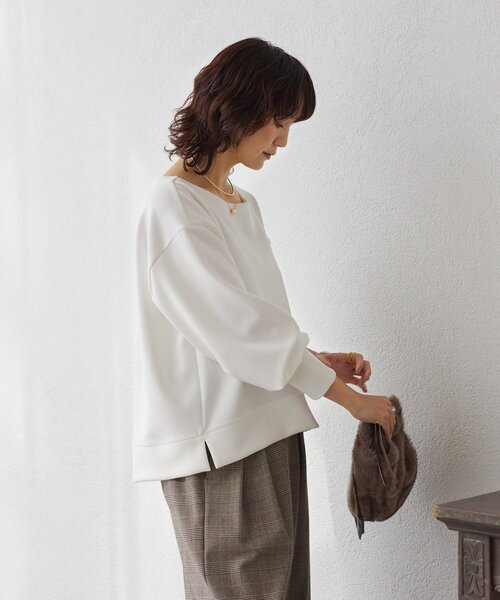 RIVE DROITE（リヴドロワ）の「【万能アイテム】ダンボールショートプルオーバー（Tシャツ/カットソー・レディース・グレイッシュベージュ/ブラック/オフホワイト・FREE）」の20枚目の写真