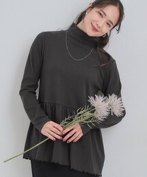 【洗濯機可/S-LL】品よく重ねる ペプラムリブトップス