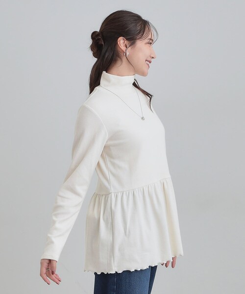 Cutie Blonde(キューティーブロンド)の「【洗濯機可/S-LL】品よく重ねる ペプラムリブトップス(チュニック・レディース・ブラック/ブラウン系その他/オフホワイト・01/02/03/04)」の17枚目の写真