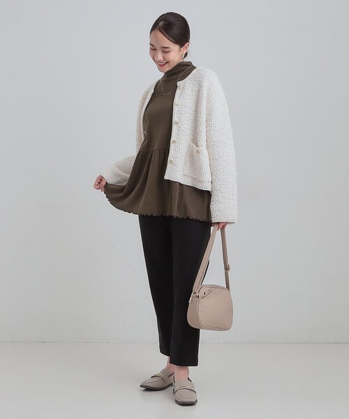 Cutie Blonde(キューティーブロンド)の「【洗濯機可/S-LL】品よく重ねる ペプラムリブトップス(チュニック・レディース・ブラック/ブラウン系その他/オフホワイト・01/02/03/04)」の16枚目の写真