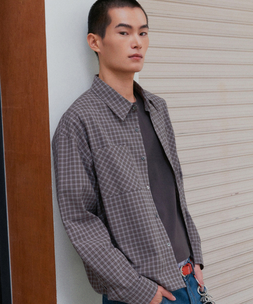 LEIRE（ルアール）の「エッセンシャルクロップチェックシャツ[バーガンディ]（シャツ/ブラウス・メンズ・その他・MEDIUM/LARGE/X-LARGE）」の2枚目の写真