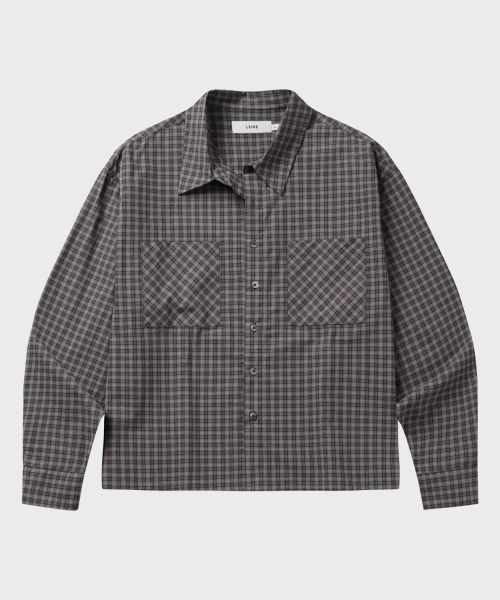 LEIRE（ルアール）の「エッセンシャルクロップチェックシャツ[バーガンディ]（シャツ/ブラウス・メンズ・その他・MEDIUM/LARGE/X-LARGE）」の4枚目の写真